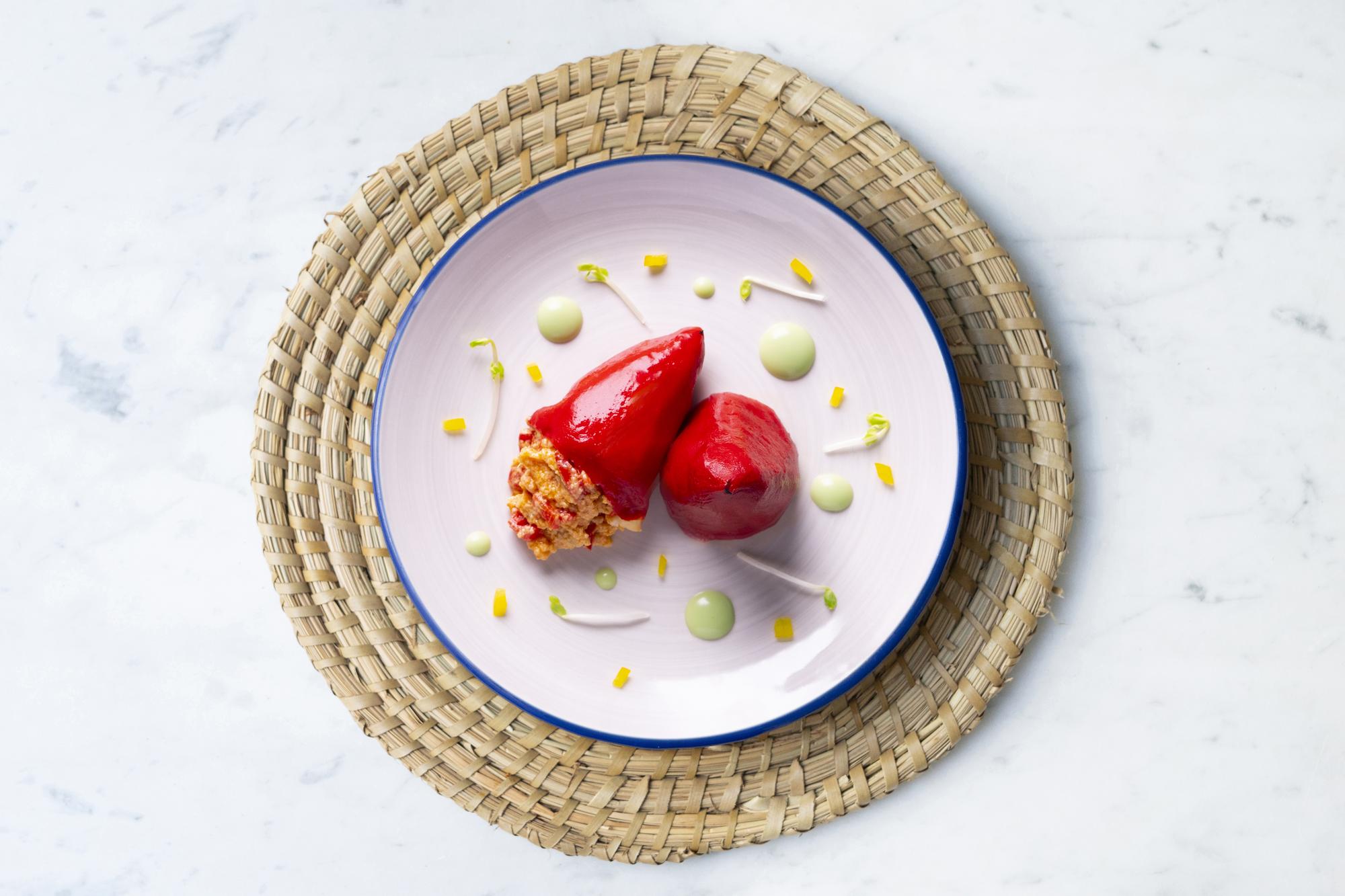 Plated seasonal menu on ceramic plate