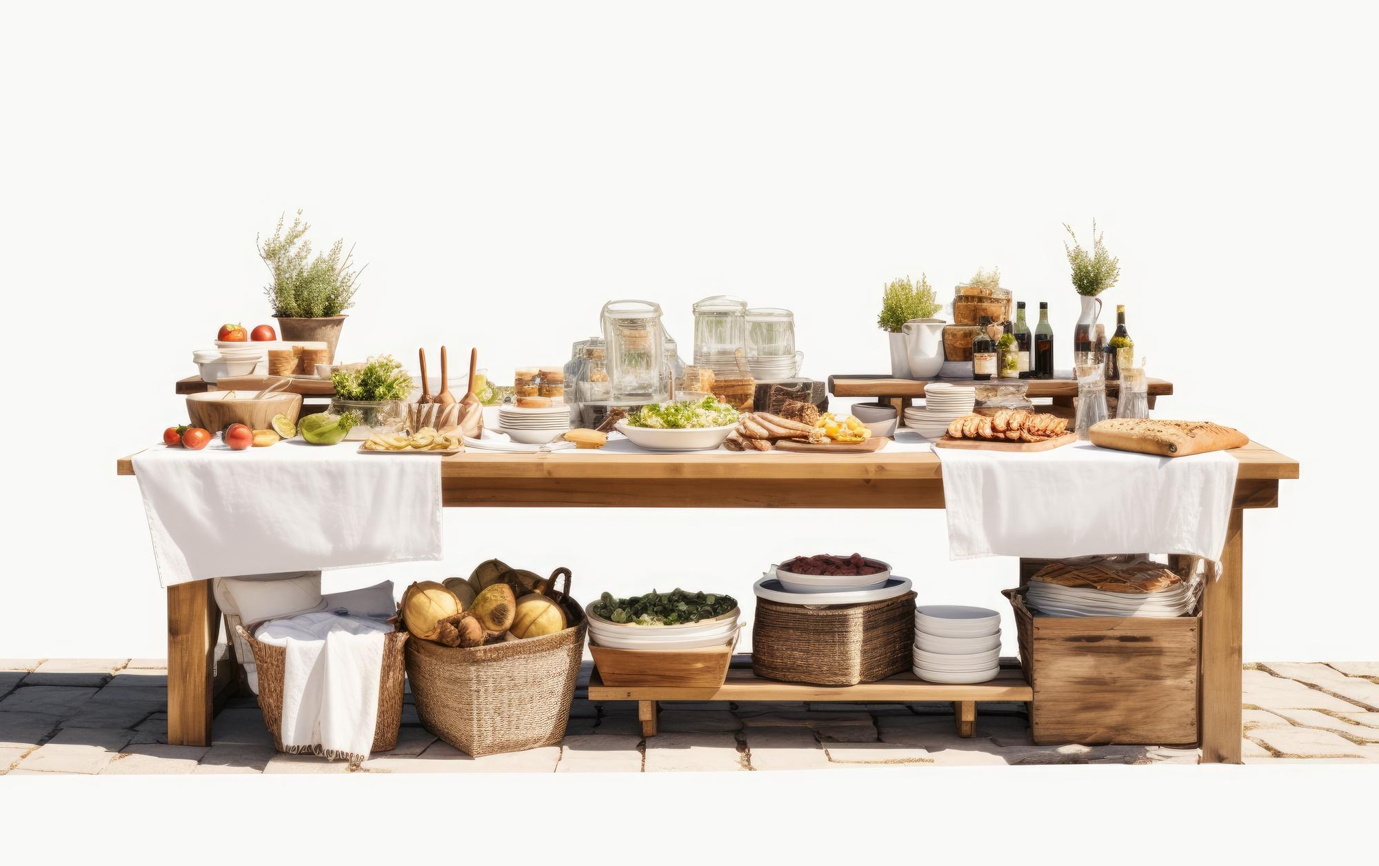 Warm catering setup for an event